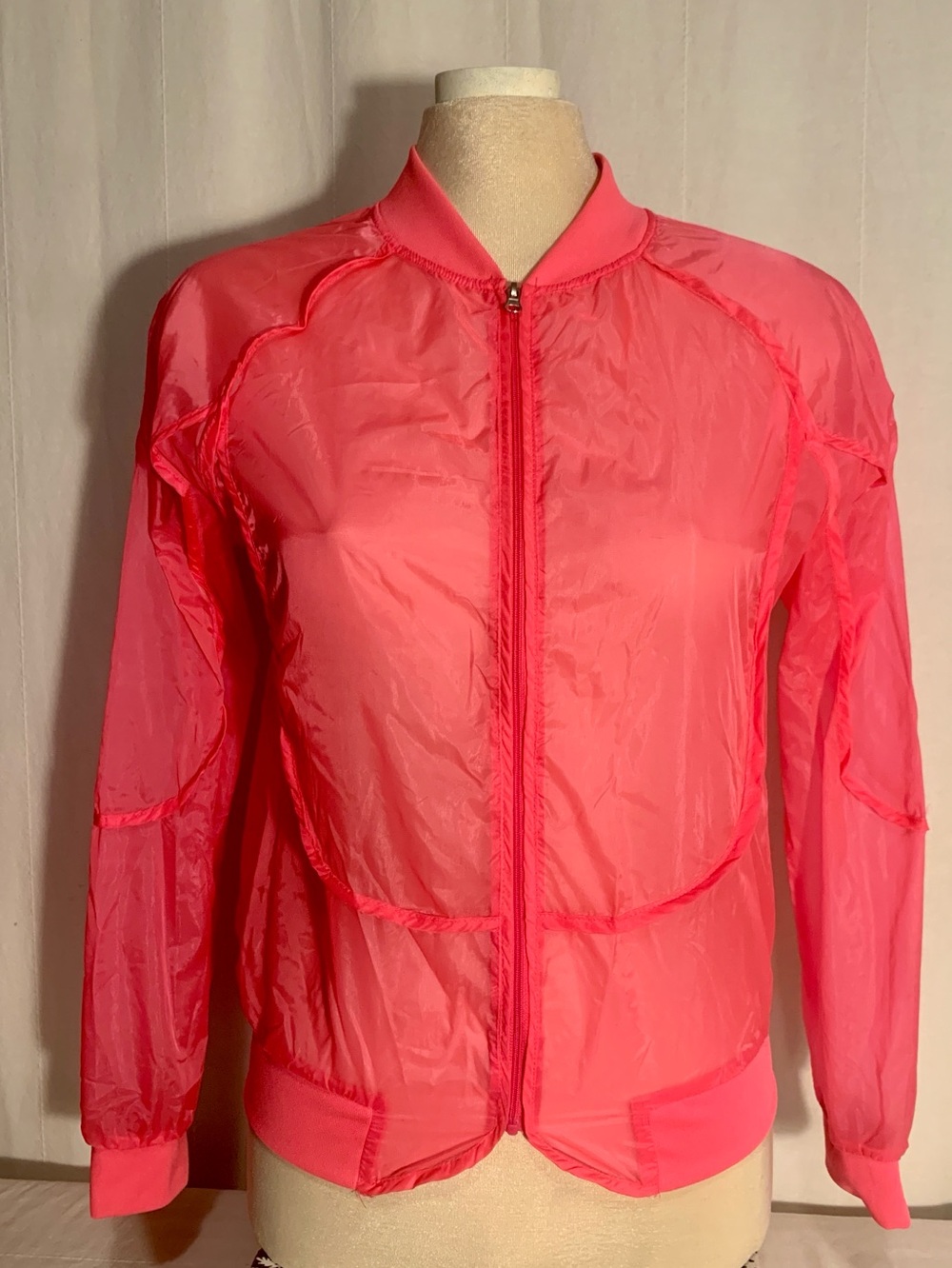 Women's Neon Pink Sheer Lightweight Bomber Jacket